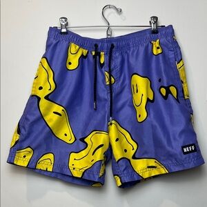 Neff Purple and Yellow Graphic Swim Shorts